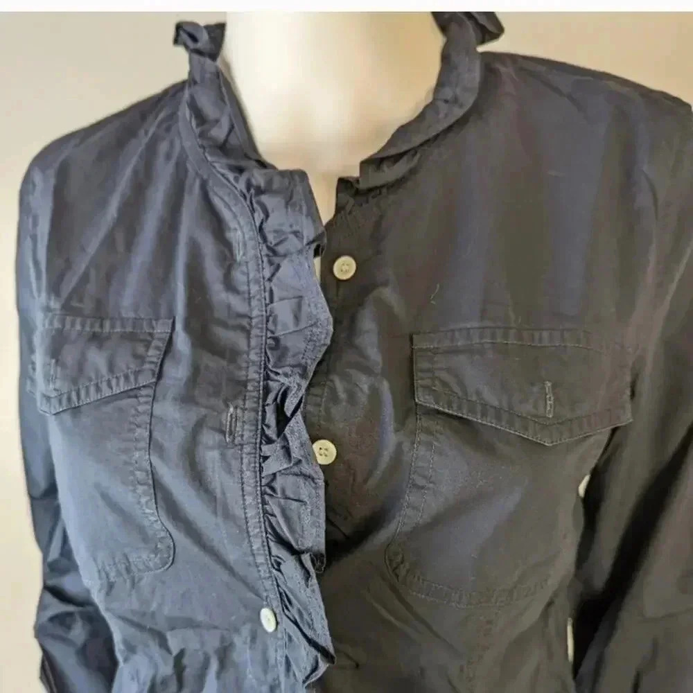 Talbots Ruffled Button Front Shirt - 4 - Picture 7 of 10